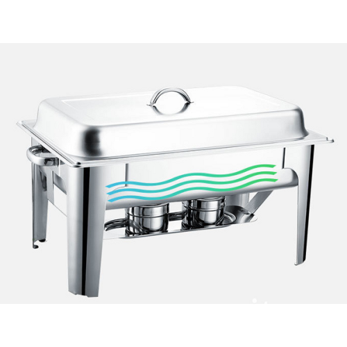 Cheap Rectangular Stainless Steel Chafing Dish Rectangular stainless steel heating pot with two stoves Factory